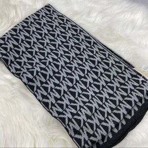 Michael Kors Black & Gray Logo Knit Scarf